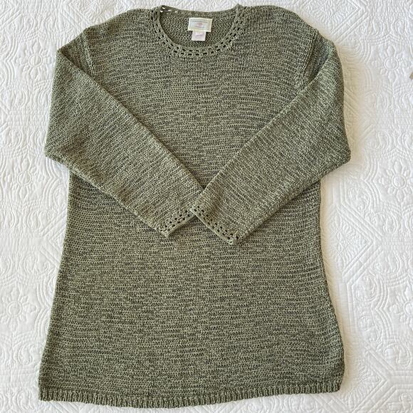 Susan Bristol Casuals Open Weave Tunic Sweater Sage Green Large - Picture 6 of 8